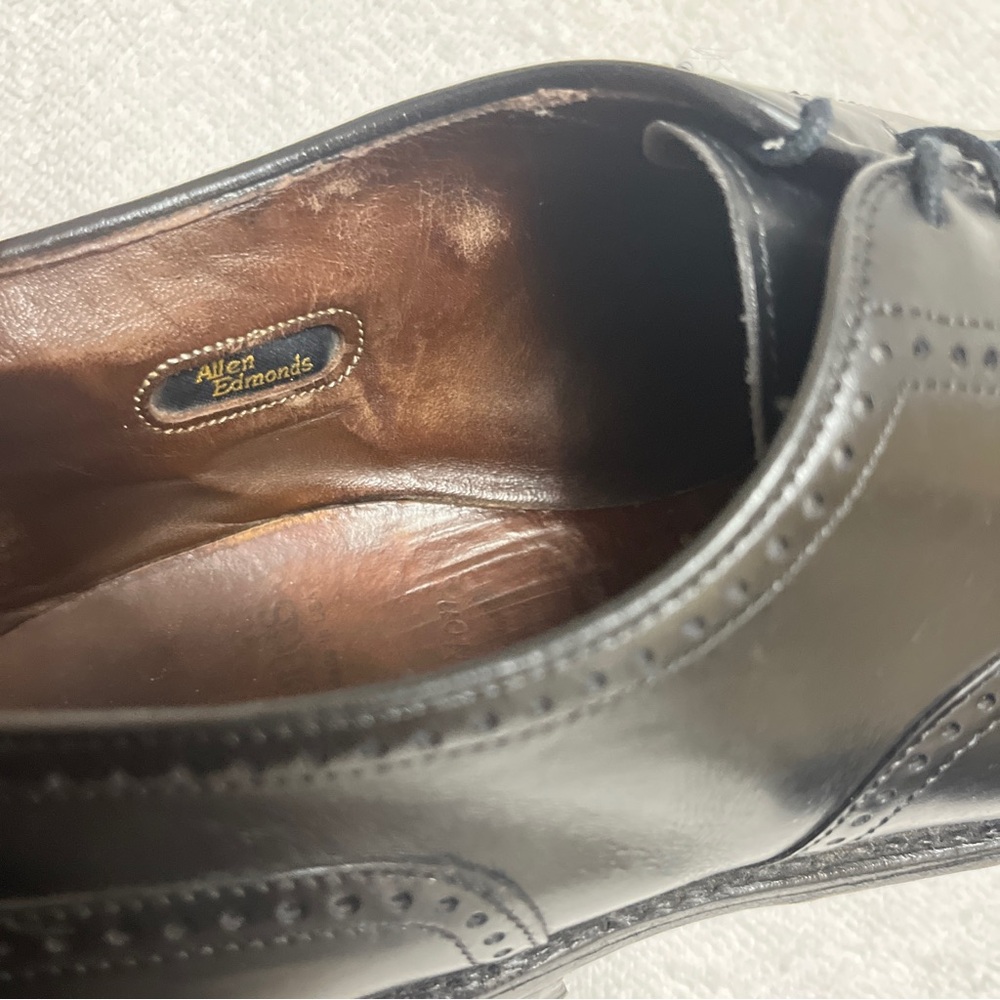 Allen Edmonds Stratton Mens Lace Up Oxford Dress Shoes Black Cap Toe Size 9.5D - Picture 9 of 10